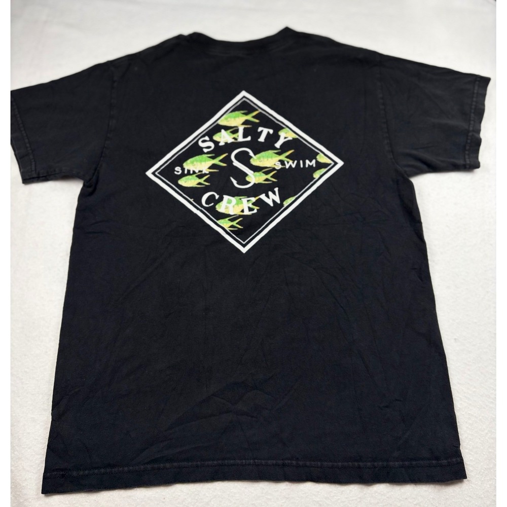 Salty Crew Sink Swim Graphic T-Shirt Mens Medium Black Short Sleeve Fish Hook